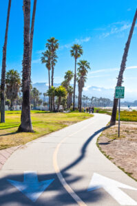 Bike path along beach in Santa Barbara