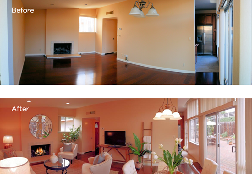 Before and after pictures of a staged house
